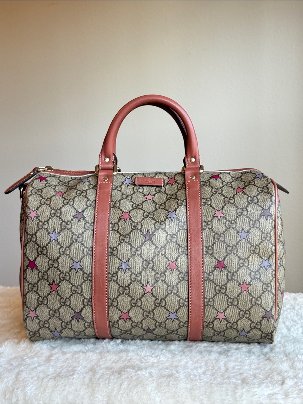 Gucci Pink limited star GG Supreme Star Boston Bag